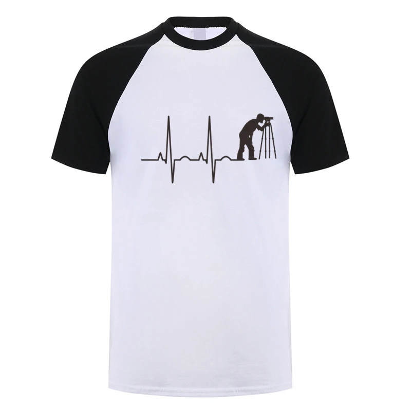 Heartbeat of Land Surveyor T Shirts Summer Men Cotton Short Sleeve Land Examiner Cartogropher Oversized T-shirt OZ-437