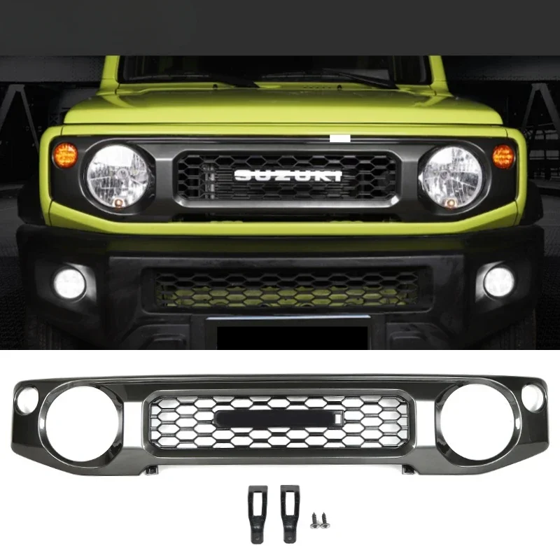 New！ For Suzuki Jimny JB64 JB74 car kidney shaped grille with light mesh cover off-road modification accessories 2019-2024