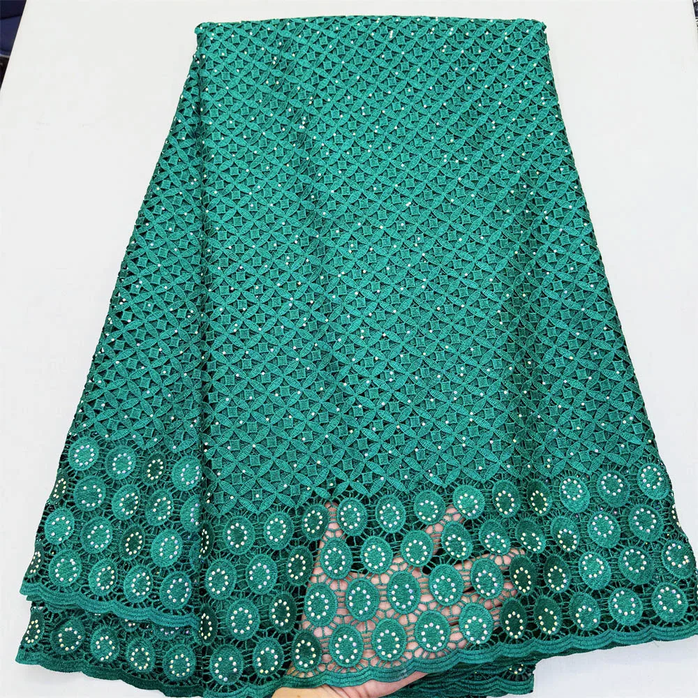 African Guipure Lace With Stones Water soluble Embroidered Nigeria Heavy High Quality Cord Lace Fabric Modern Garment CO1155