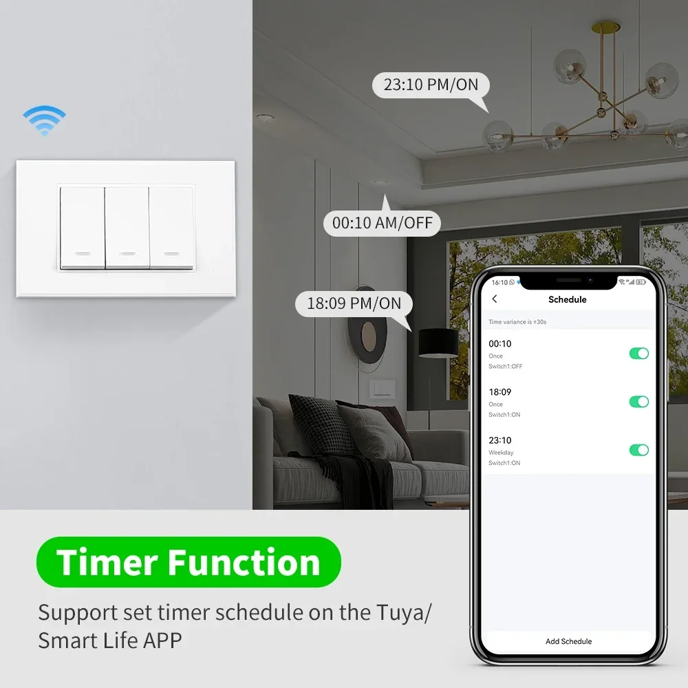 Tuya Smart Home Wall Light Switch zigbee Push Button Physical Switch No Neutral Wire Remote Control Work for Alexa Google Home