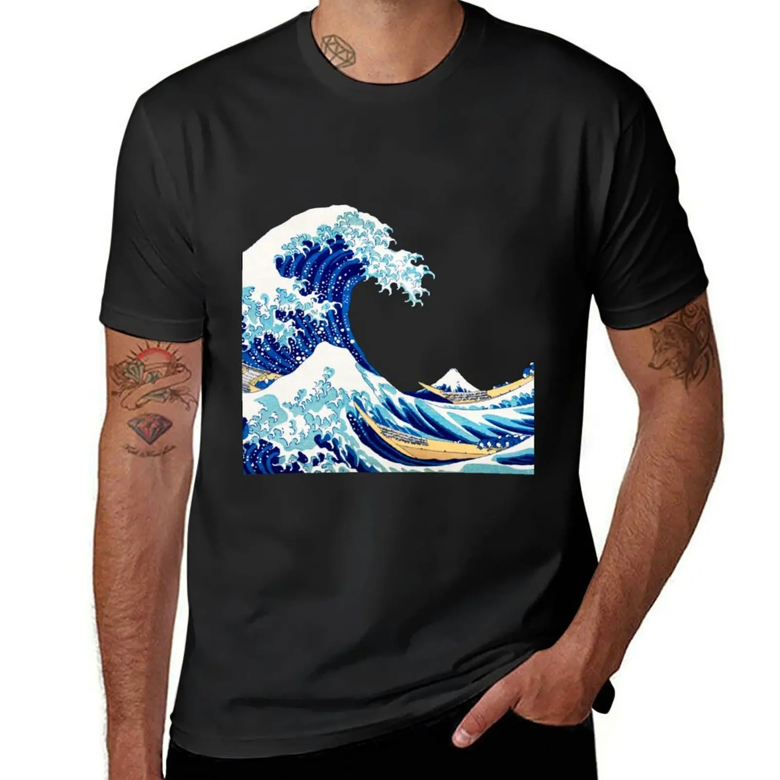 Hokusai The Great Wave Isolated T-Shirt sweat kawaii clothes t shirt for men