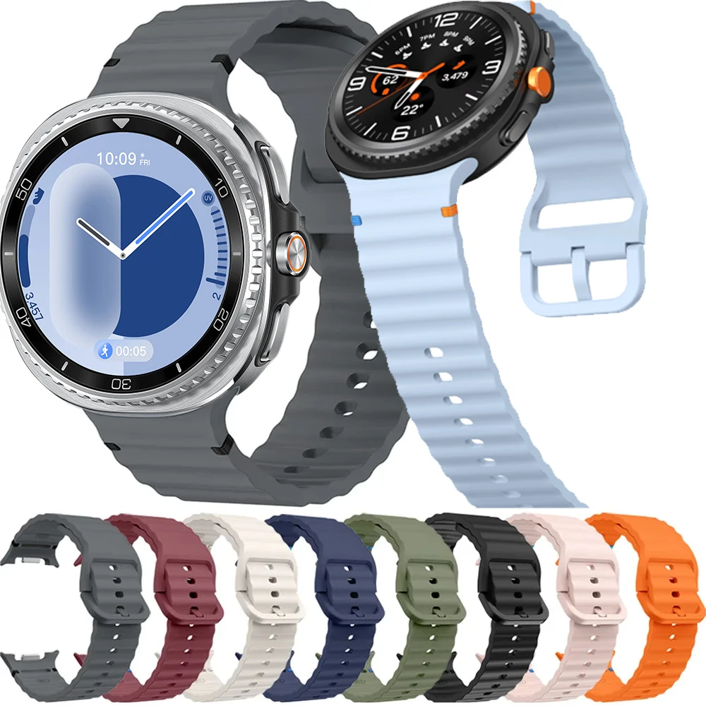 Silicone Wavy pattern Strap For Samsung Galaxy Watch 8 44mm 40mm Sports Original Bracelet For Samsung Galaxy 8 Classic 46mm Band