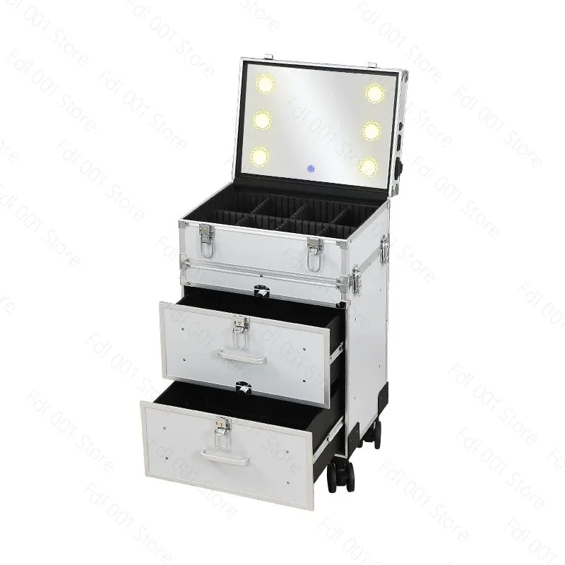 Makeup led with lamp professional follow-up artist tie rod multi-layer makeup artist special cosmetic storage box