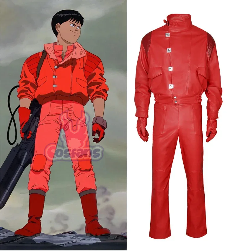 

Akira Cosplay Costumes Anime Kaneda Shoutarou Uniform Red Faux Leather Outfit Halloween Party Costume Suit