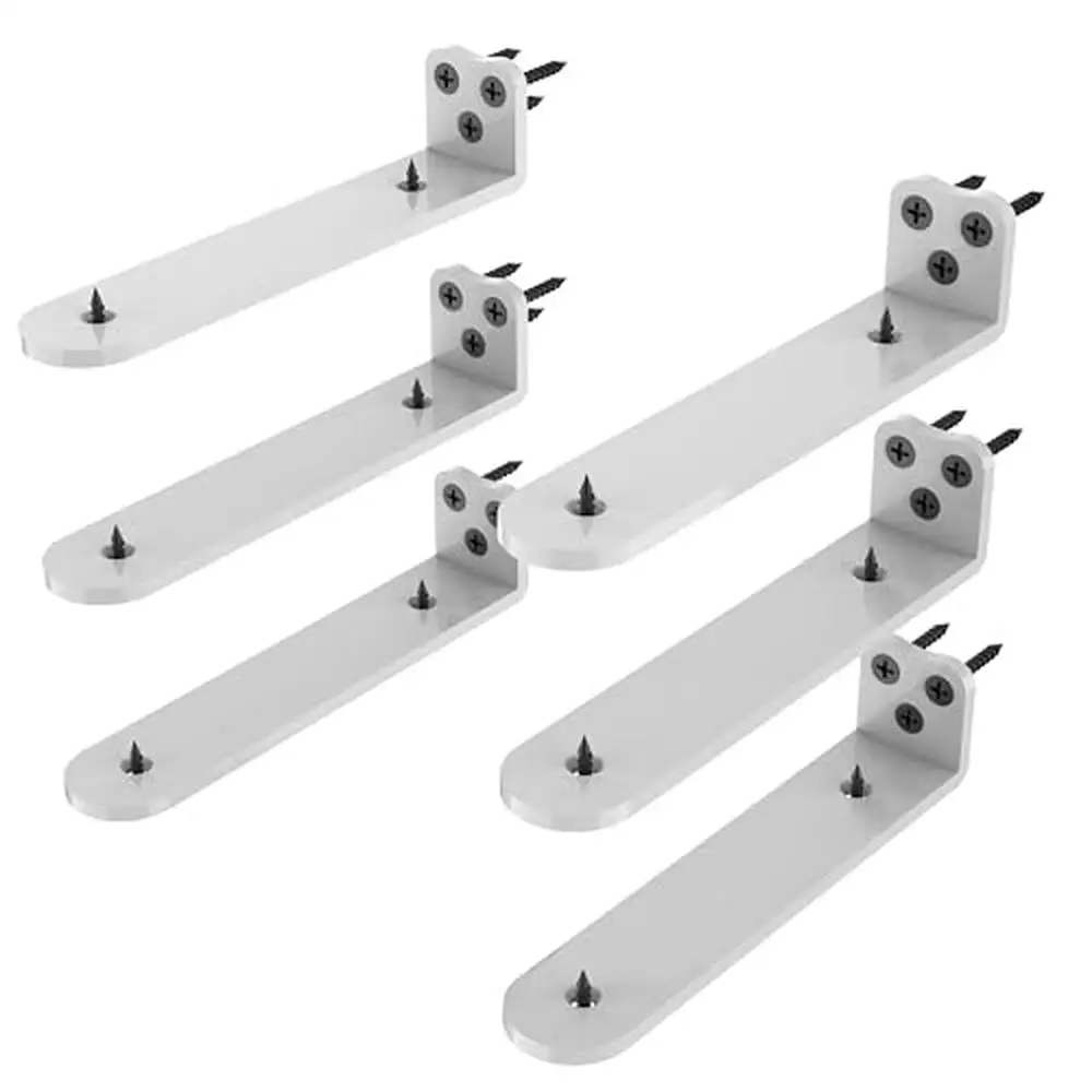 Heavy Duty 8 Inch White Floating Shelf Bracket 6 Pack Hidden L Brackets Shelves with Installation Kit Supports 160 lb Modern