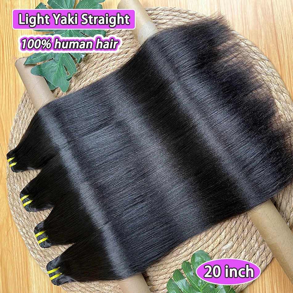 

Светлые прямые пучки волос яки # 1B натуральный цвет 100% необработанные натуральные человеческие волосы для наращивания оптом для женщин