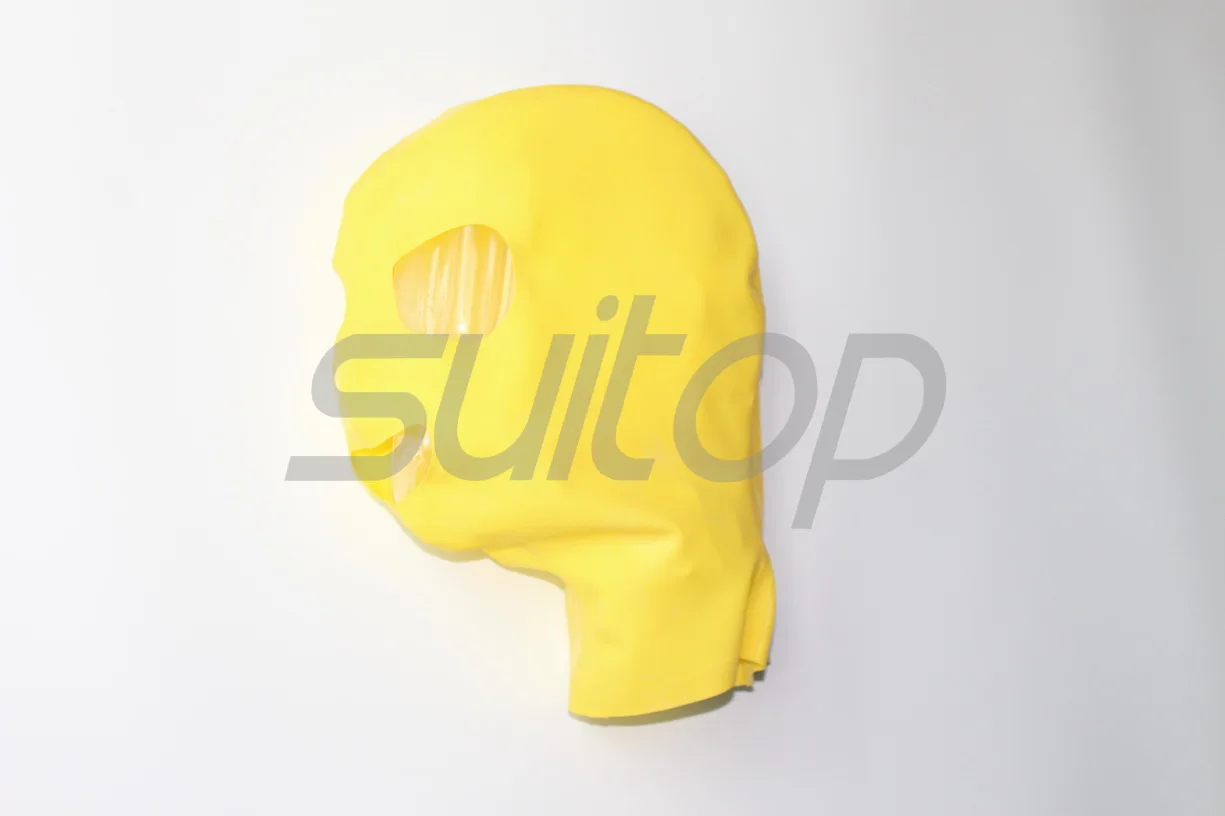 

New Suitop latex Hoods rubber mask for adult in yellow