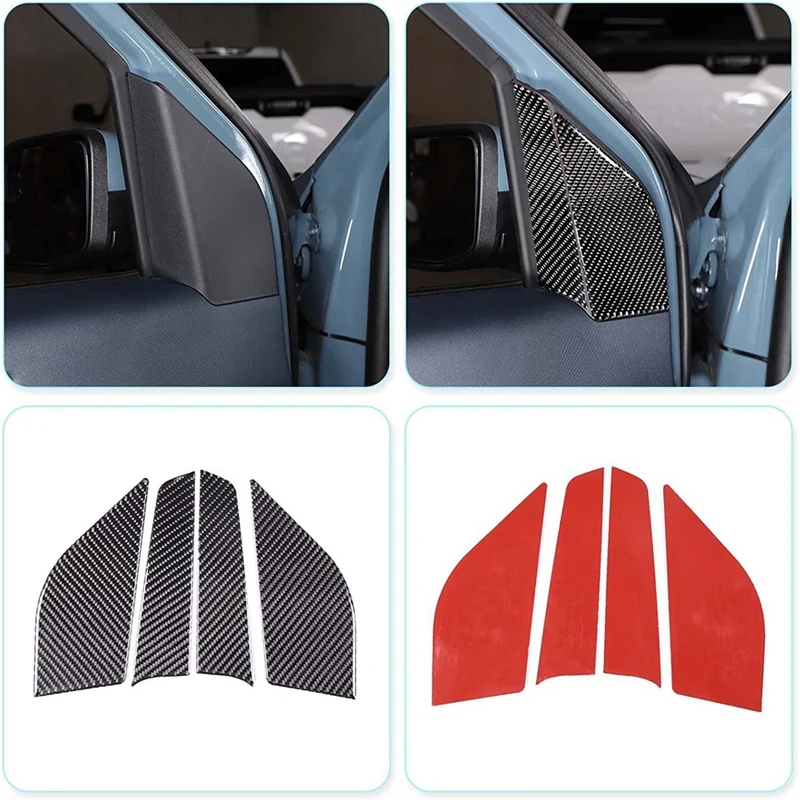 Inner Door A Pillar Trim Decal Stickers For Ford Maverick 2022 2023 Exterior Accessories - Soft Carbon Fiber