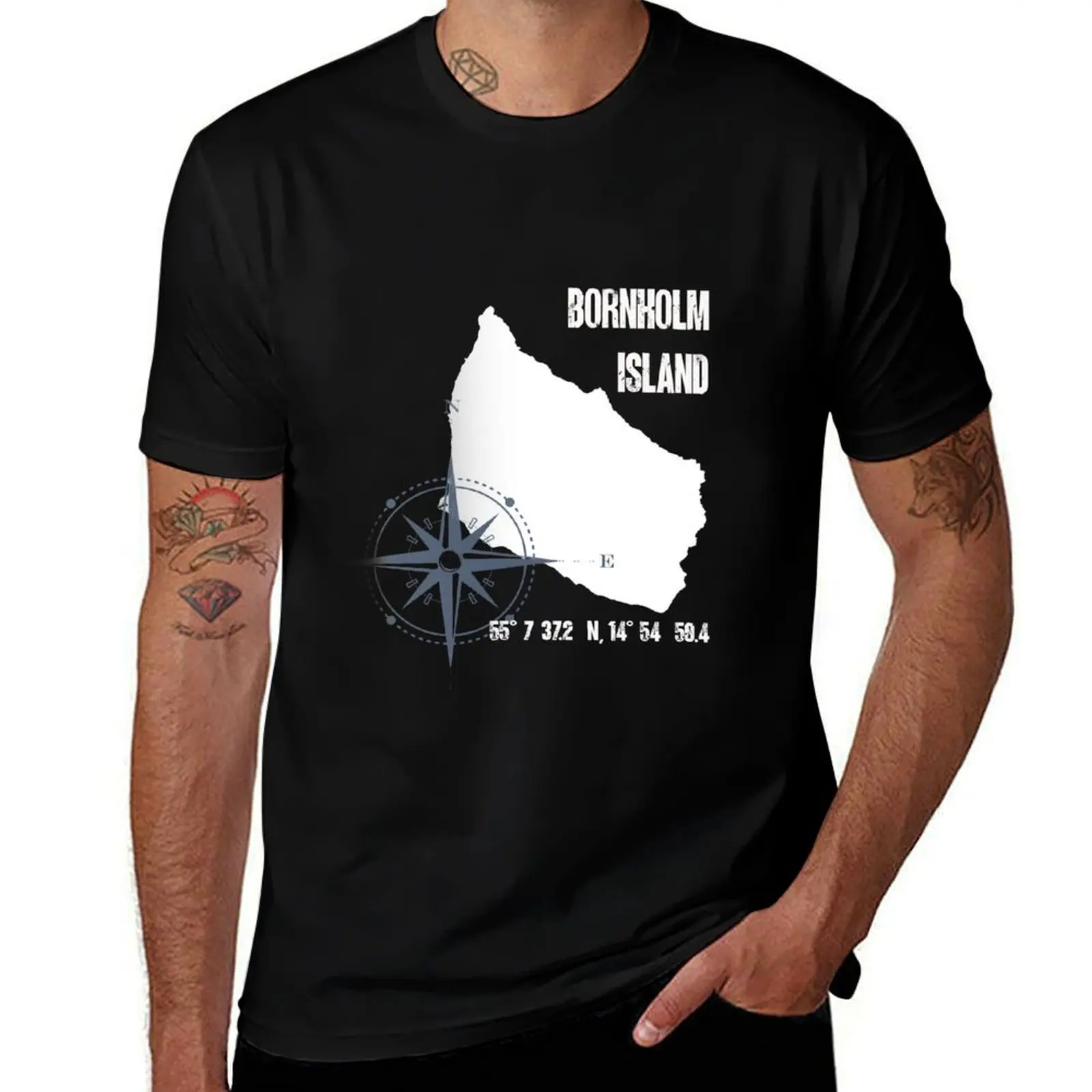 Bornholm Baltic Sea Island Coordinates Card T-Shirt Lightweight Print T-Shirt