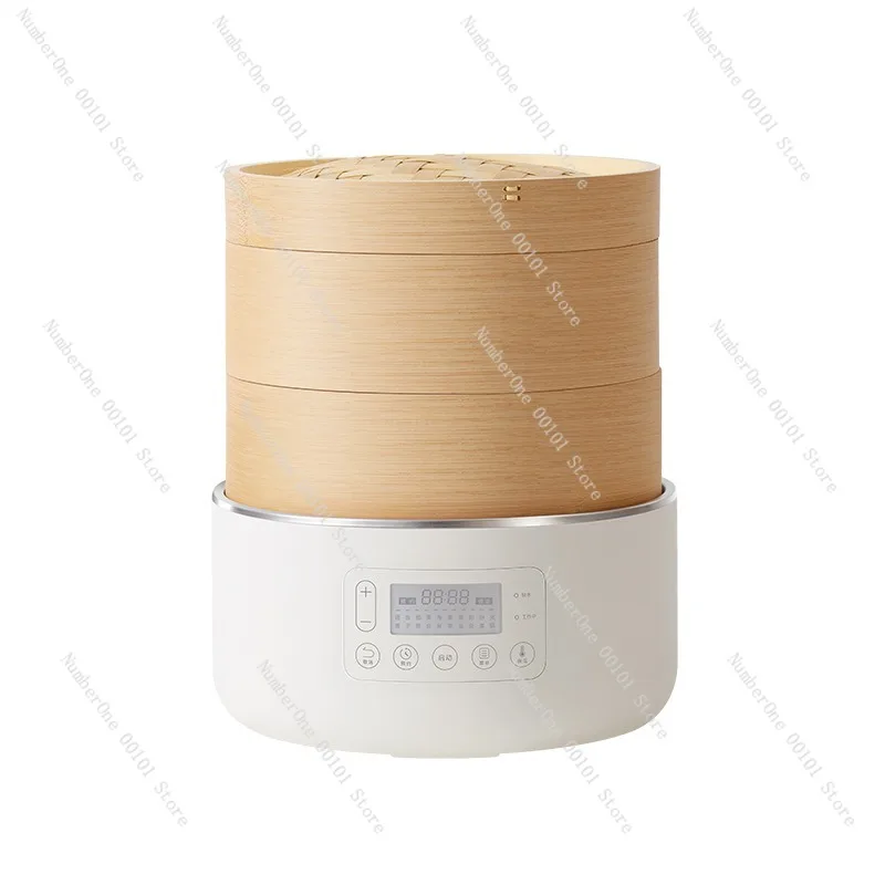 Electric Bamboo Steamer Pot Stainless Steel Inner Stew Boil Cooker Multifunctional Smart Timer Anti Dry Heating Breakfast Home