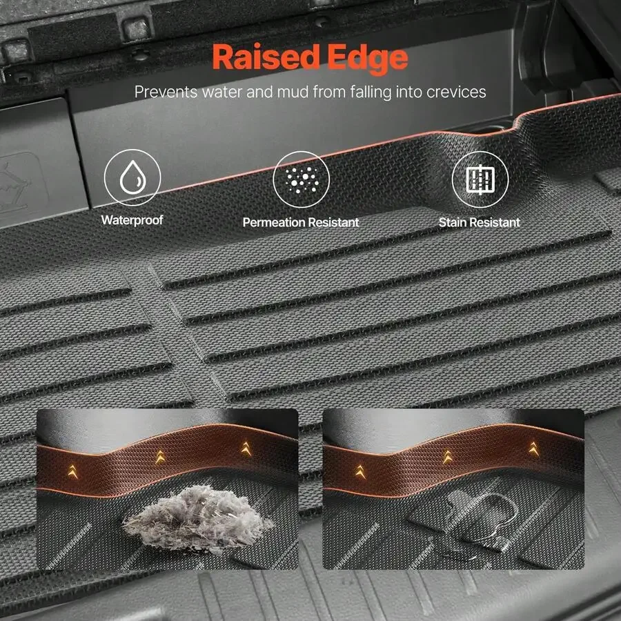 Cargo Mats Compatible With Toyota Kluger & Highlander 2020-2024, Custom Fit TPE Cargo Liner Set For SUVs, Trunk And Rear Back