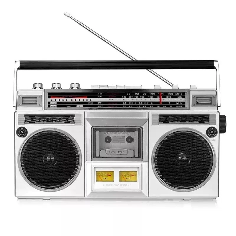 Retro Vintage Radio Cassette Player, Multiband Stereo Dual Channel Tape Recorder Portable Old Fashioned Radio Tape Machine