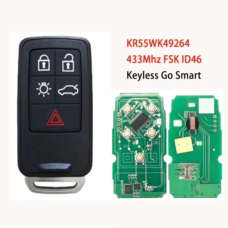 Remote Control Key For Volvo S60 S60L S80 XC60 XC70 V40 V60 ID46 PCF7953 433MHz KR55WK49264 Non-Keyless Card