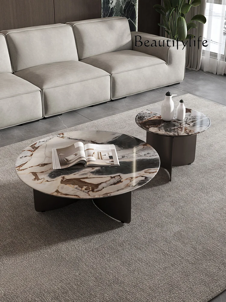 

Italian minimalist marble coffee table combination small apartment living room coffee table high-end atmospheric coffee table
