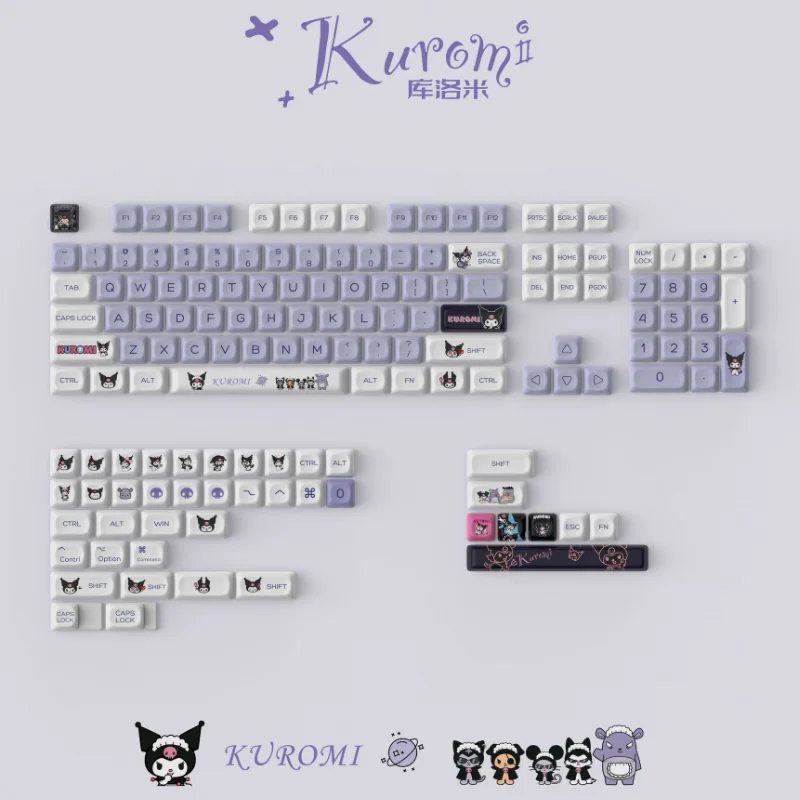 Hot Sale Sanrio Anime Kuromi Keycaps  Cartoon Style Mechanical Keyboard Key Caps Cute Pbt Kawaii Key Caps Keyboard Accessories