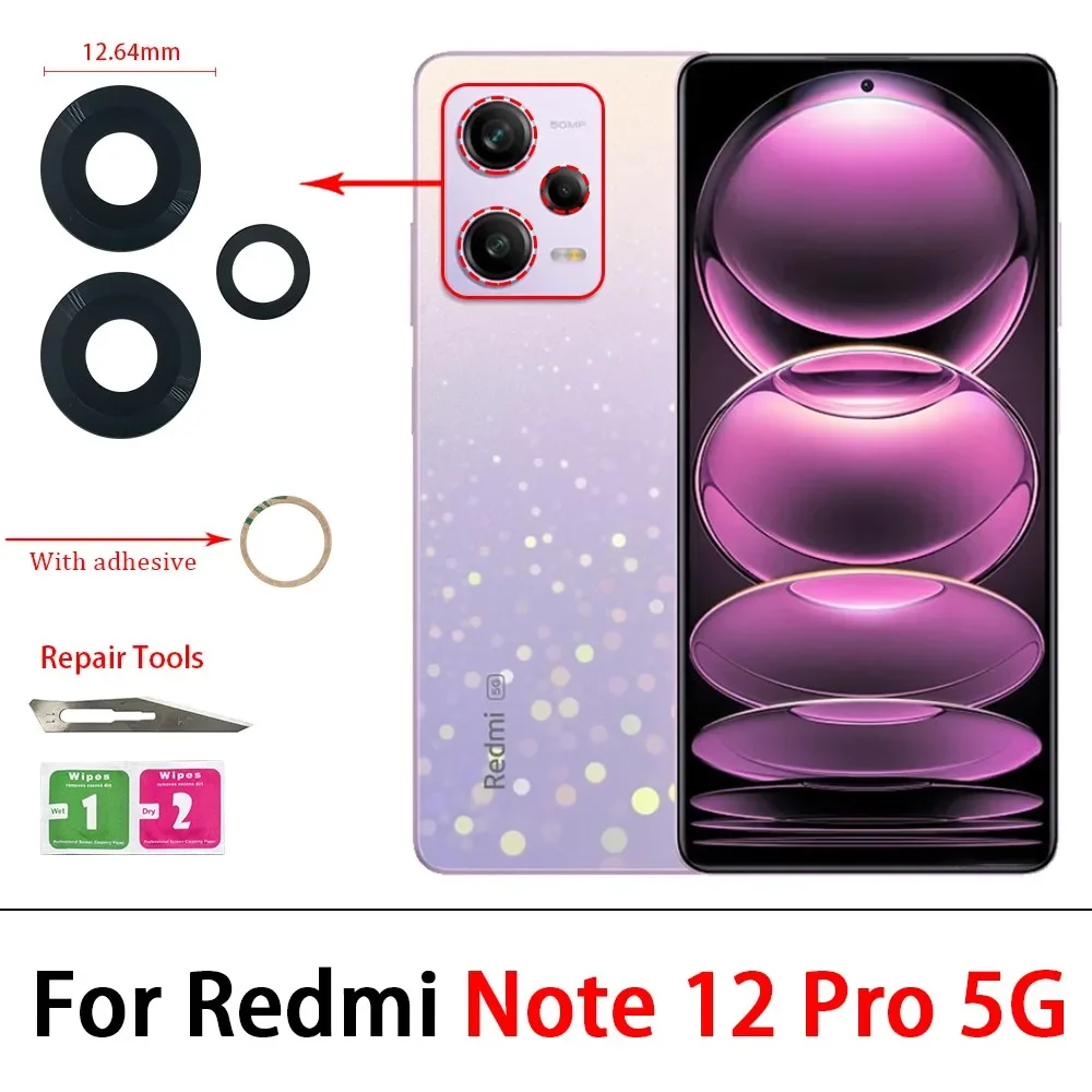 10Pcs, Camera Glass Lens Back Rear Camera Glass Lens For Redmi Note 10 10s 11 12 13 Pro Plus 4G 5G With Adhesive