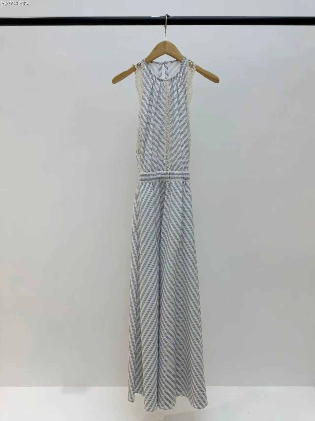 2026 Spring/Summer New Striped Hanging Neck Dress