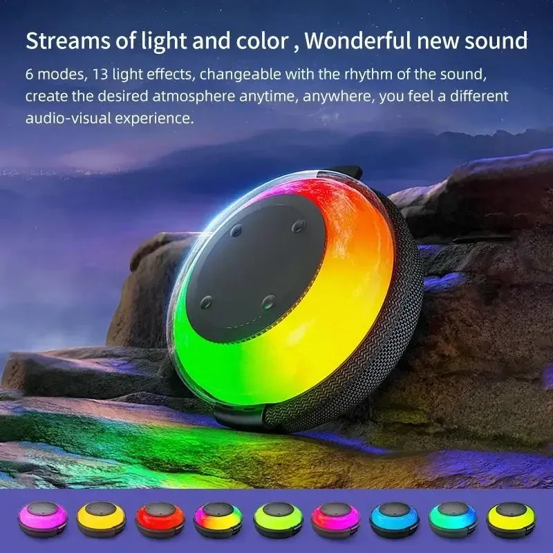 Mini alto-falante bluetooth tws estéreo subwoofer ao ar livre portátil caixa de música luzes rgb sem fio caixa de som caixa de música chamada handsfree