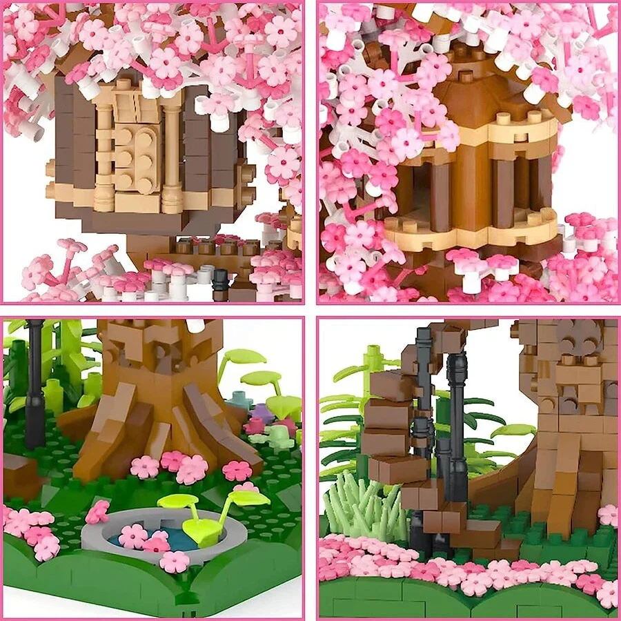 2000 pezzi fai da te Cherry Bonsai Tree Building Assembly Set Mini Brick Cherry Blossom Tree House ottimo regalo per bambini e adulti