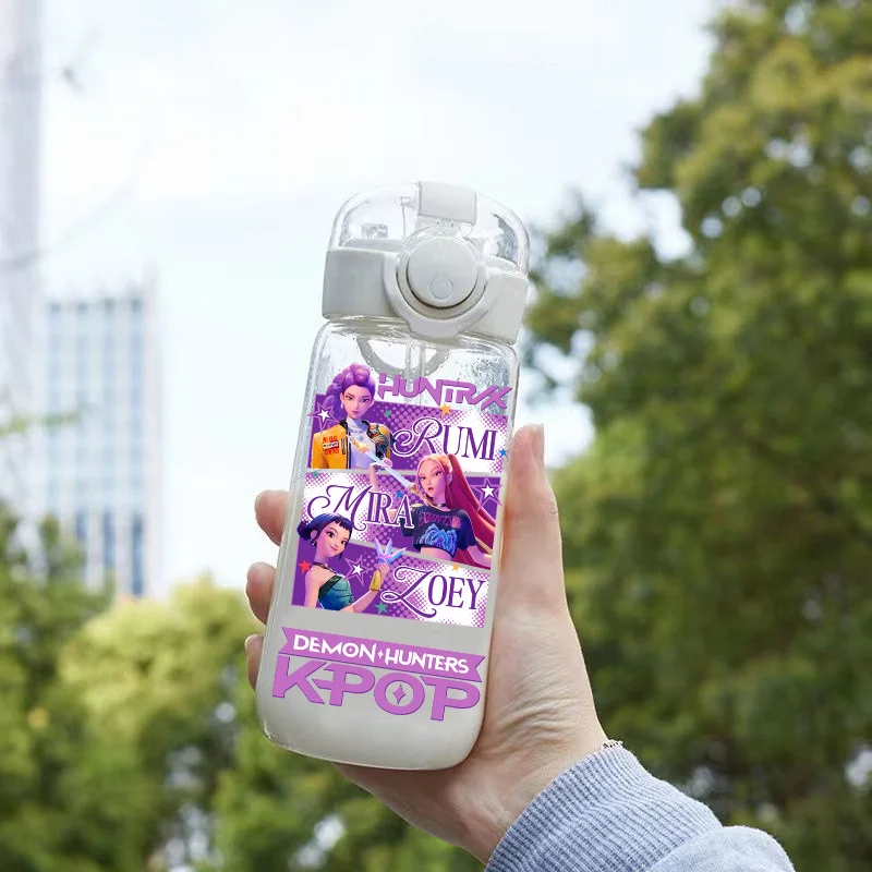 400ML-600ML K-pop Demon Hunters HUNTR X Rumi Mira Zoey Jinu Celine Kpop taza de agua K Pop botella para beber escuela Huntrix Gourde