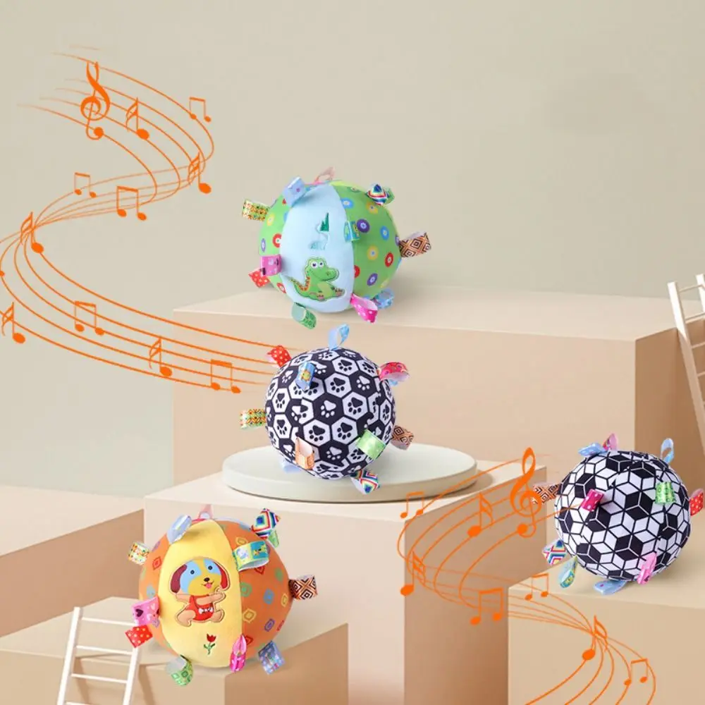 

With Bells Plush Baby Vocal Toy Ball Dog Dinosaur Visual Touch Ball Baby Toy Bite Resistant Soft Dog Chew Sounding Plush Ball