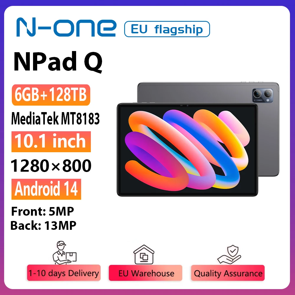 New arrvial N-one NPad Q  MTK8183 8-Cores Tablet PC 10.1'' Android 13 6600mAh 12(6+6)GB  128GB  1280*800 FHD IPS WiFi