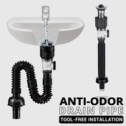 1Pc Bathroom Washbasin Anti Blockage Accessories Kitchen Sink Drain Pipe Flexible Stretchable Deodorant Strainer Pipeline