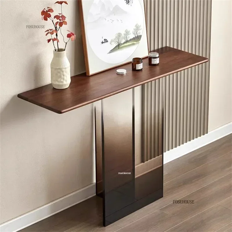 

Nordic Acrylic Console Tables Modern Solid Wood Suspended Entrance Console Light Luxury Entrance Hall Furniture Corner Table X