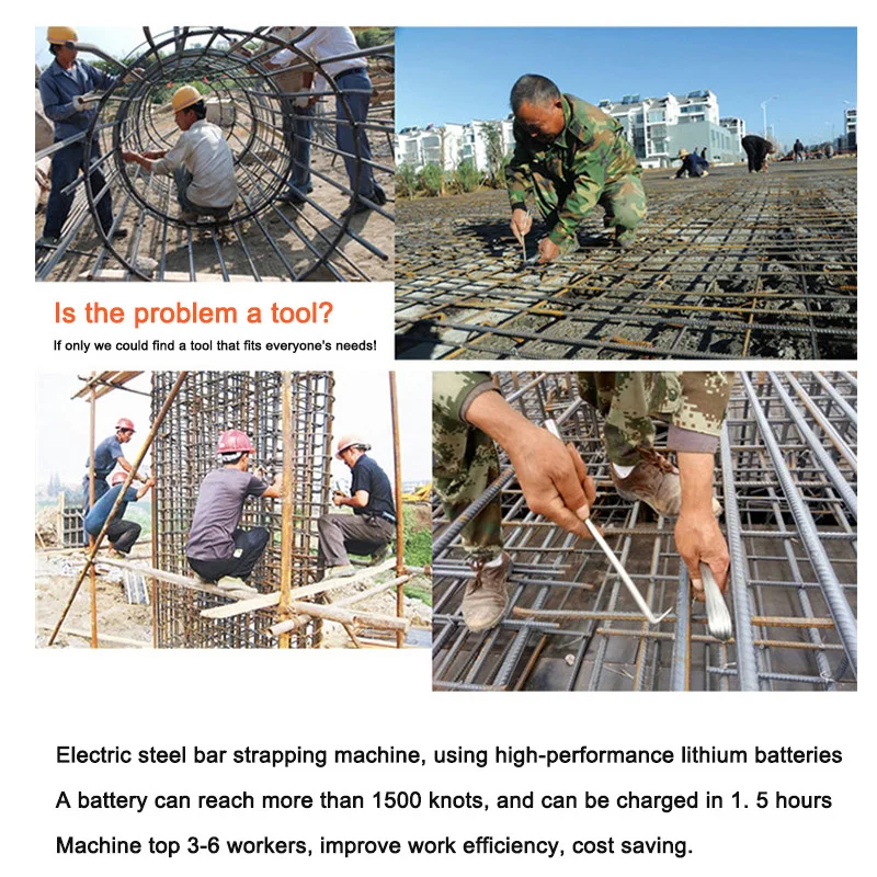 30-60 MM Fully Automatic Steel Bars Strapping Machine Rechargeable Bundler Small Handheld Tier Wire Tools For Construction Sites