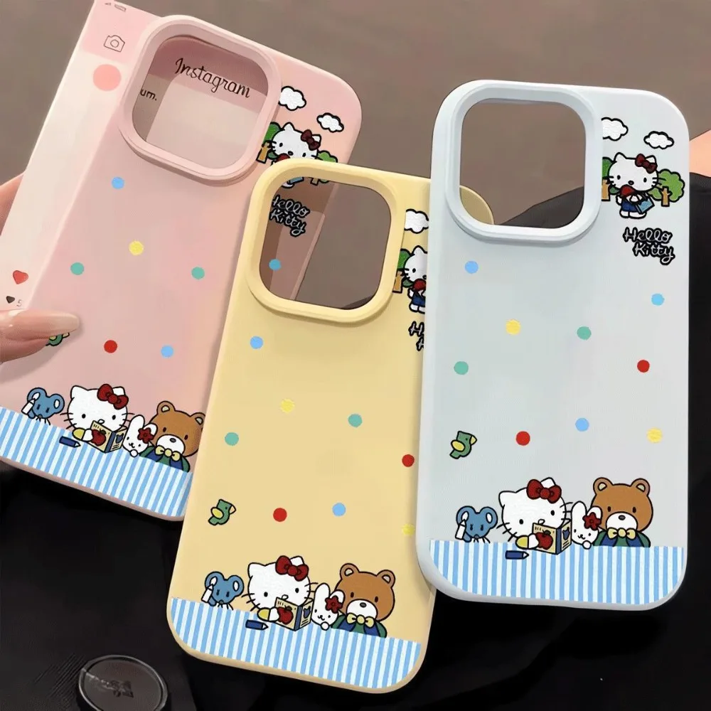 Kawaii HelloKitty الكرتون قضية الهاتف آيفون 16 برو ماكس 11 12 13 14 15 16E XS X XR 7 زائد أنيمي سيليكون لينة غطاء