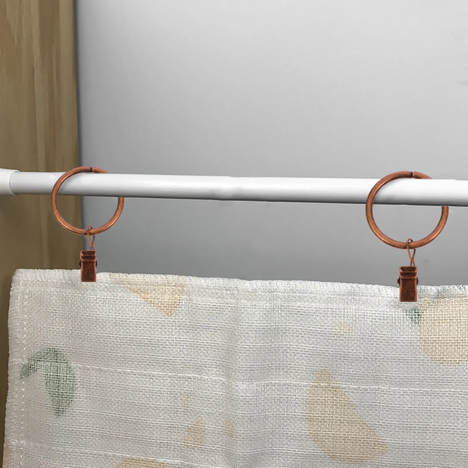 50pcs Sheer Hanger Shower Bathroom Red Iron Glide Rings Glide Rod Bathroom Curtain Hooks Stylish Home Decoration view 5