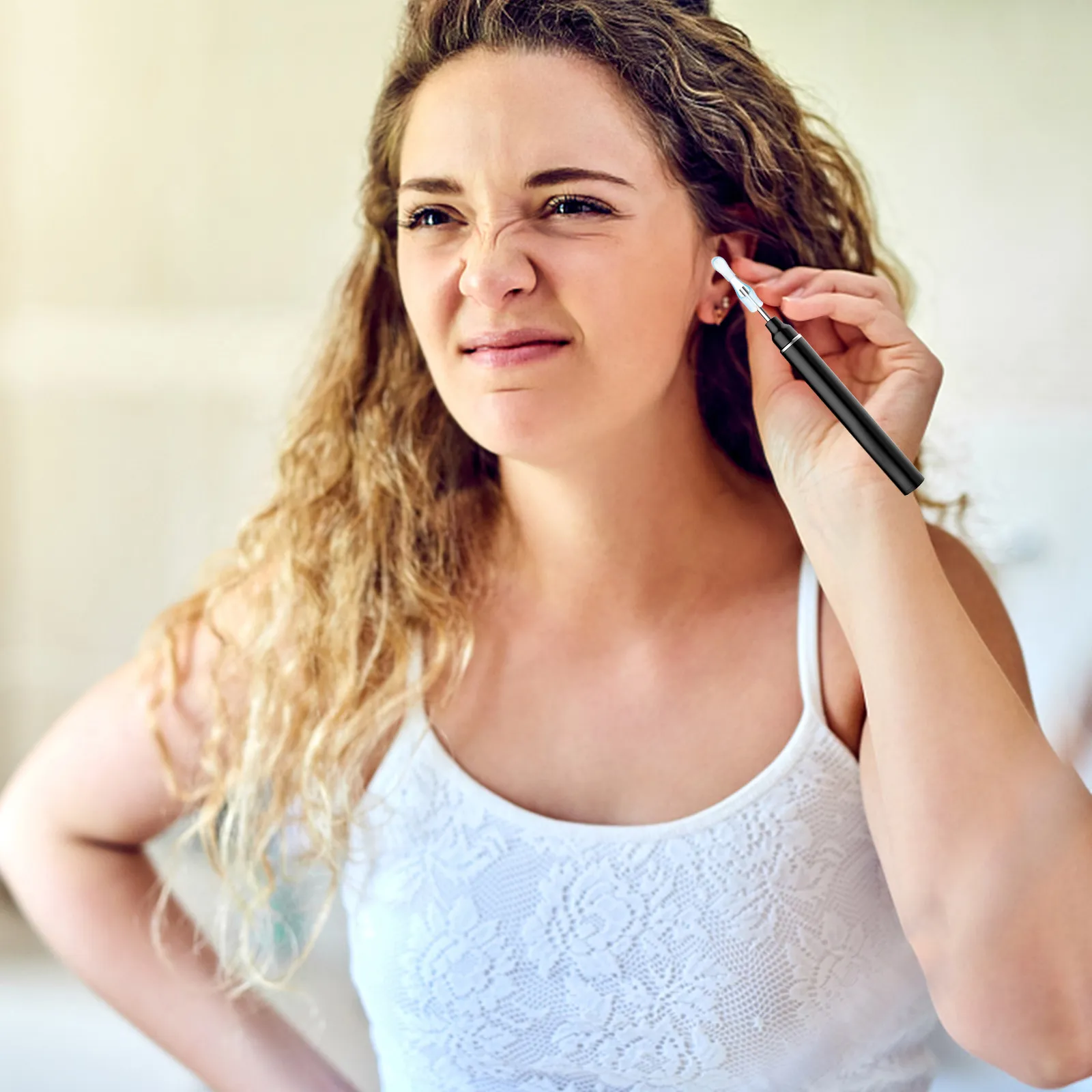 

4pcs Reusable Wax Removal Replacement Scoops For Visual Earwax Remover Tools Soft Pc Spoon With Storage Box Blue Suitable For