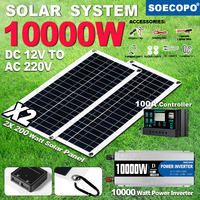 SOECOPO 10000W External Solar Panel Camping 100A Controller Solar Kit Home DC 12V - AC 110V/220VInverter 2*200W Solar Panels