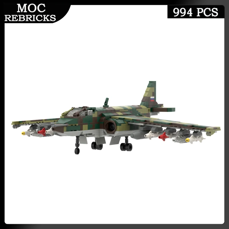 WW II Military Soviet SU-25 Frogfoot Attack Fighter MOC Building Block Airplane Model Sets Bricks Educational Toys Children Gift