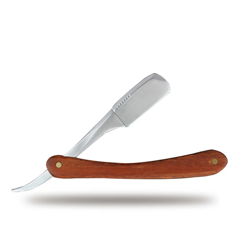 전문 스트레이트 엣지 아연 합금 날카로운 이발사 면도기, 나무 트리머, 수동 면도기, 접이식 면도 칼, 수염 면도