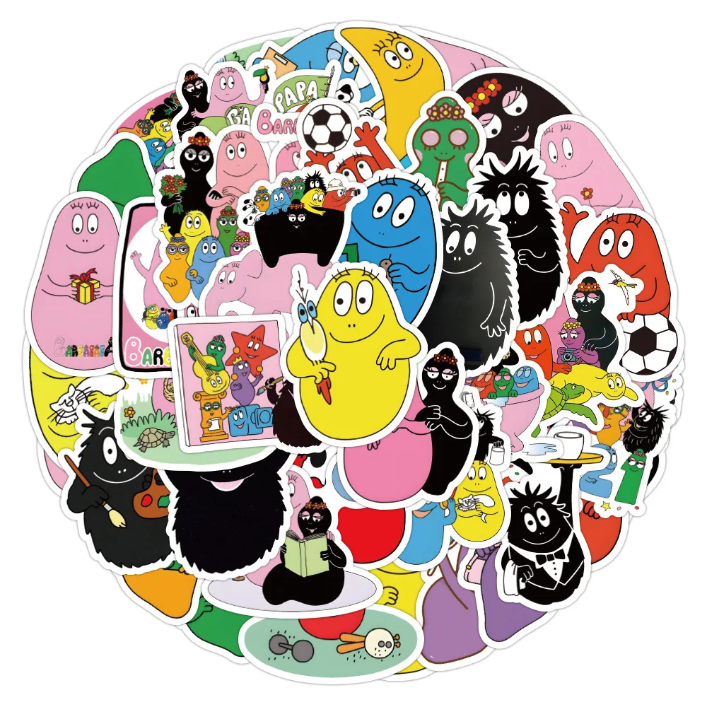 50pcs New Animated Les Barbapapa Graffiti Decoration Mobile Phone Case Water Cup Children's Reward Sticker