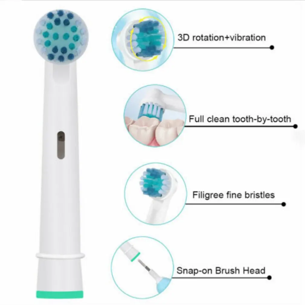 4pcs/set Electric Toothbrush Replaceable Head Tooth Brush Heads For Oral B Electric Brush Nozzles Soft Dupont Bristle SB-17A