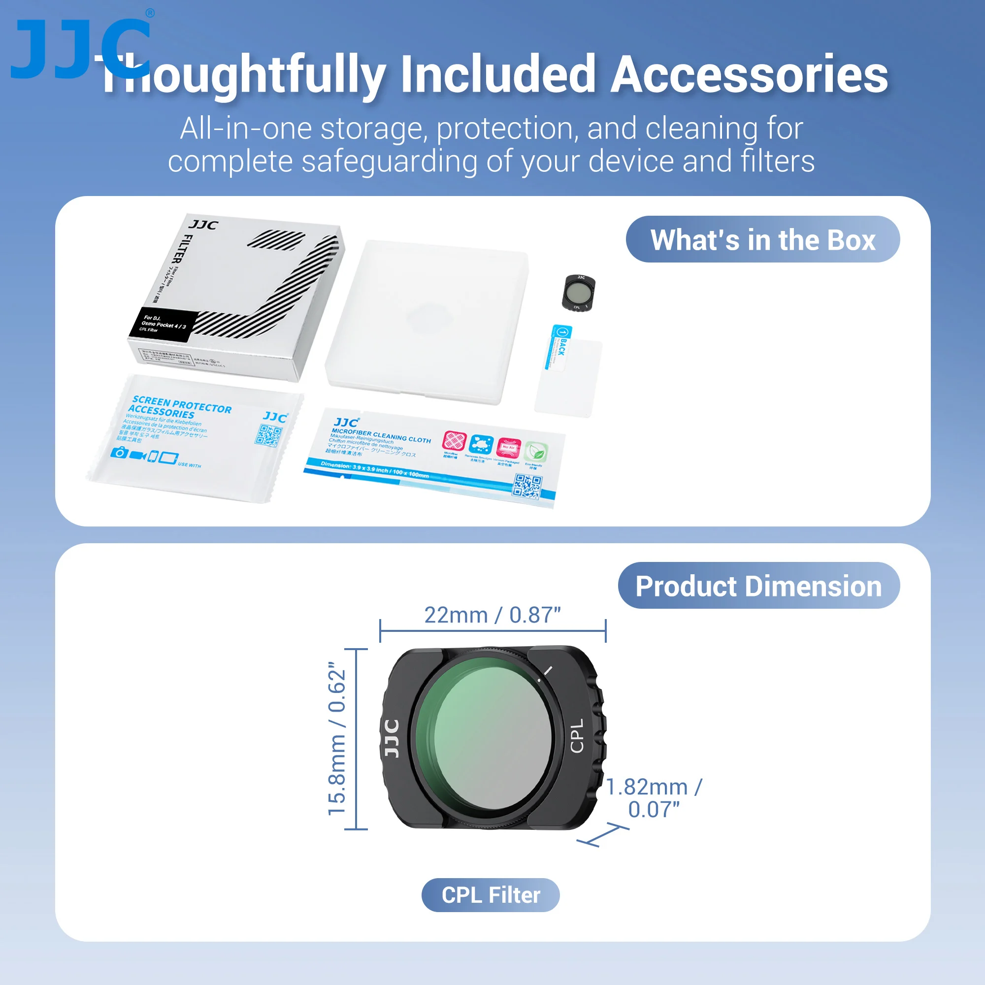 JJC F-P Serie Filter für DJI Osmo Pocket 4 3 Objektiv Magnetischer Filter 0,72x Weitwinkelobjektiv CPL UV-Filter ND2-32 Variabler Filter – Detail 18