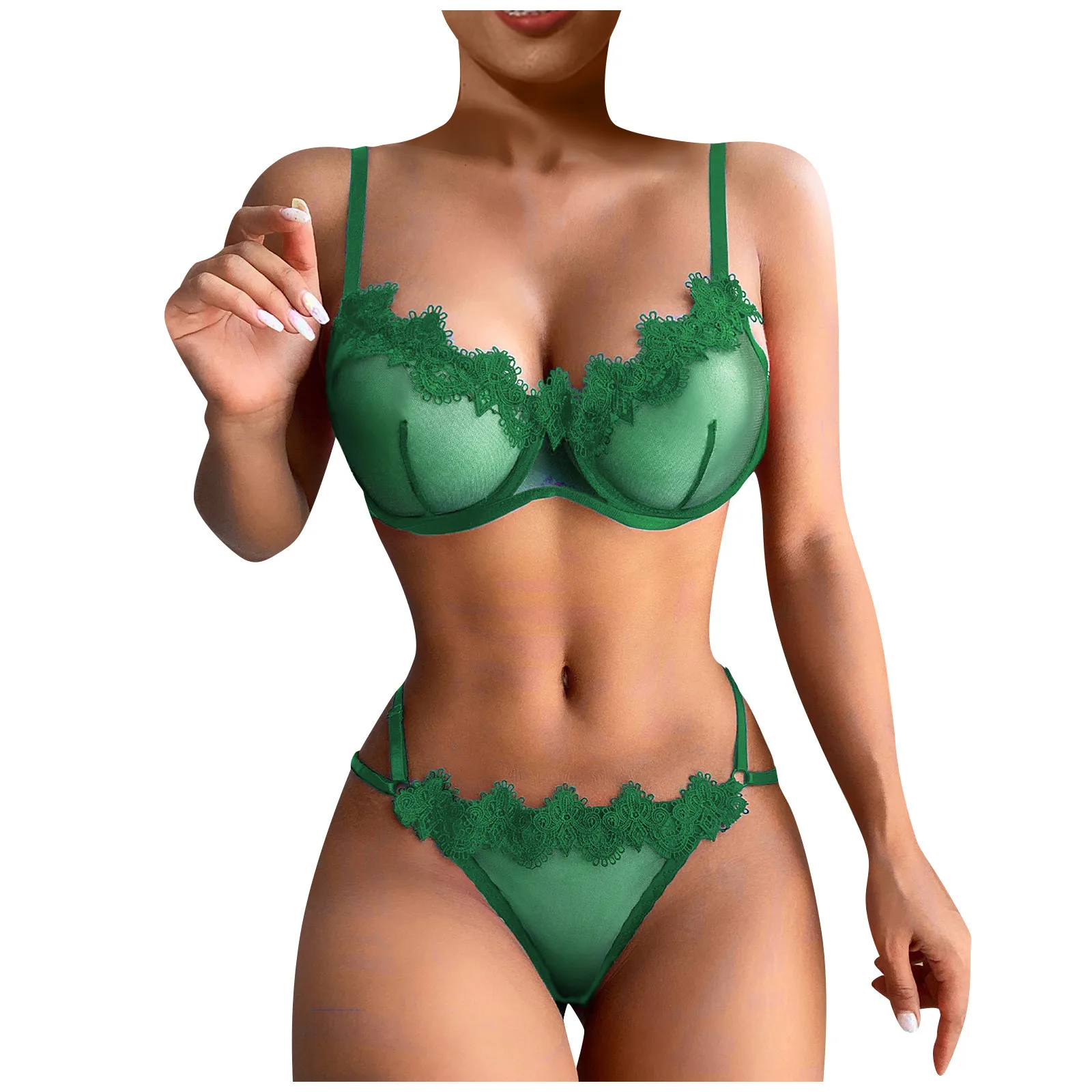 مثير مجموعة الملابس الداخلية امرأة رفع أزياء من الدانتل الملابس الداخلية النسائية قطعتين دعوى بلون ثونغ الملابس الداخلية جنسي الملابس الداخلية النسائية #3