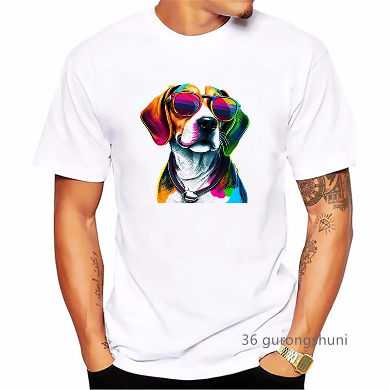 Camiseta colorida do cão de Kawaii dos homens, T-shirt impressão Pug, Yorkshire Terrier, Chihuahua, Retriever, Pomeranian, Papillon, Shih Tzu