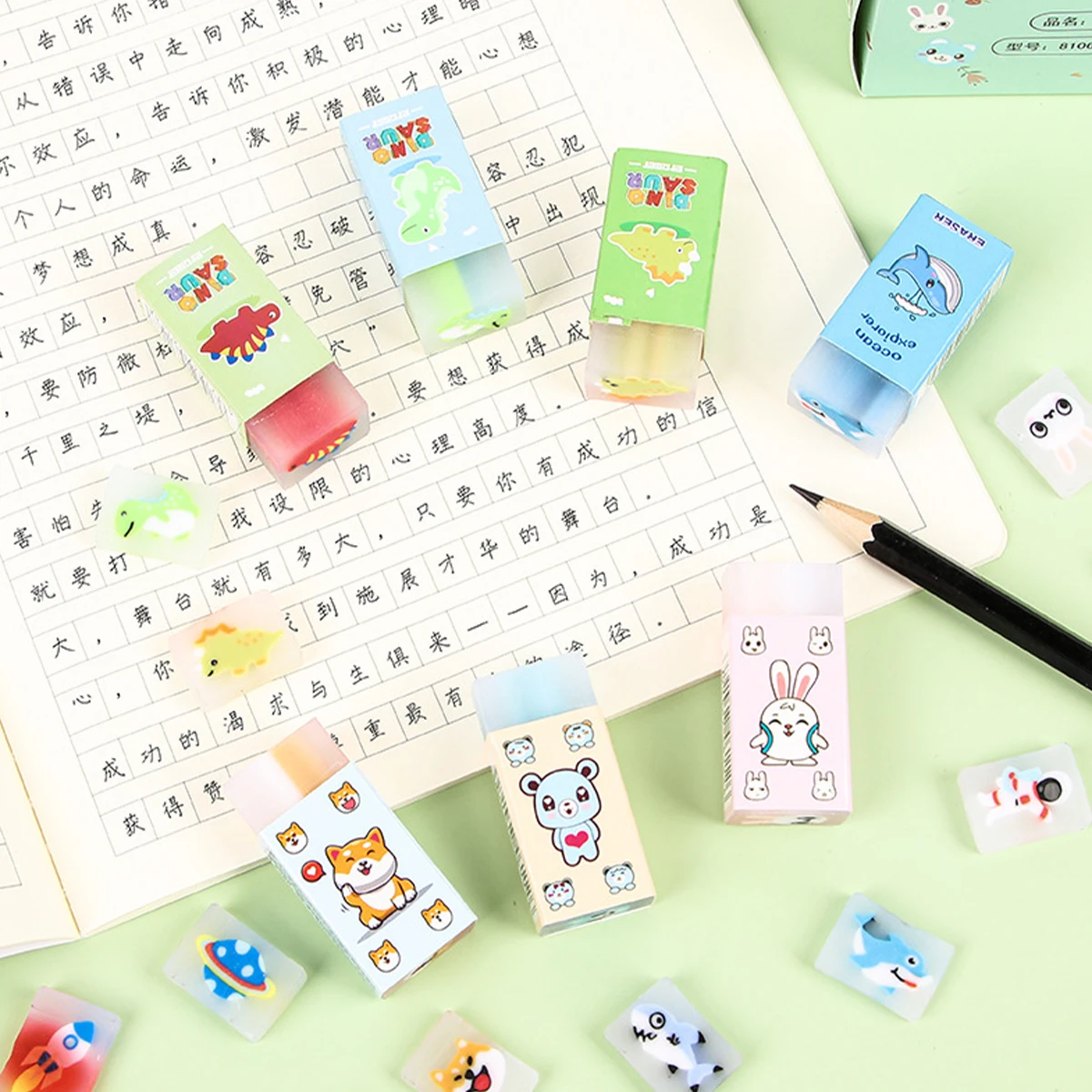 만화 지우개 창의적인 커팅 지우개, 학생 문구 그림 용품, 샌드위치 패턴 지우개, 사사프라스 무작위 배송