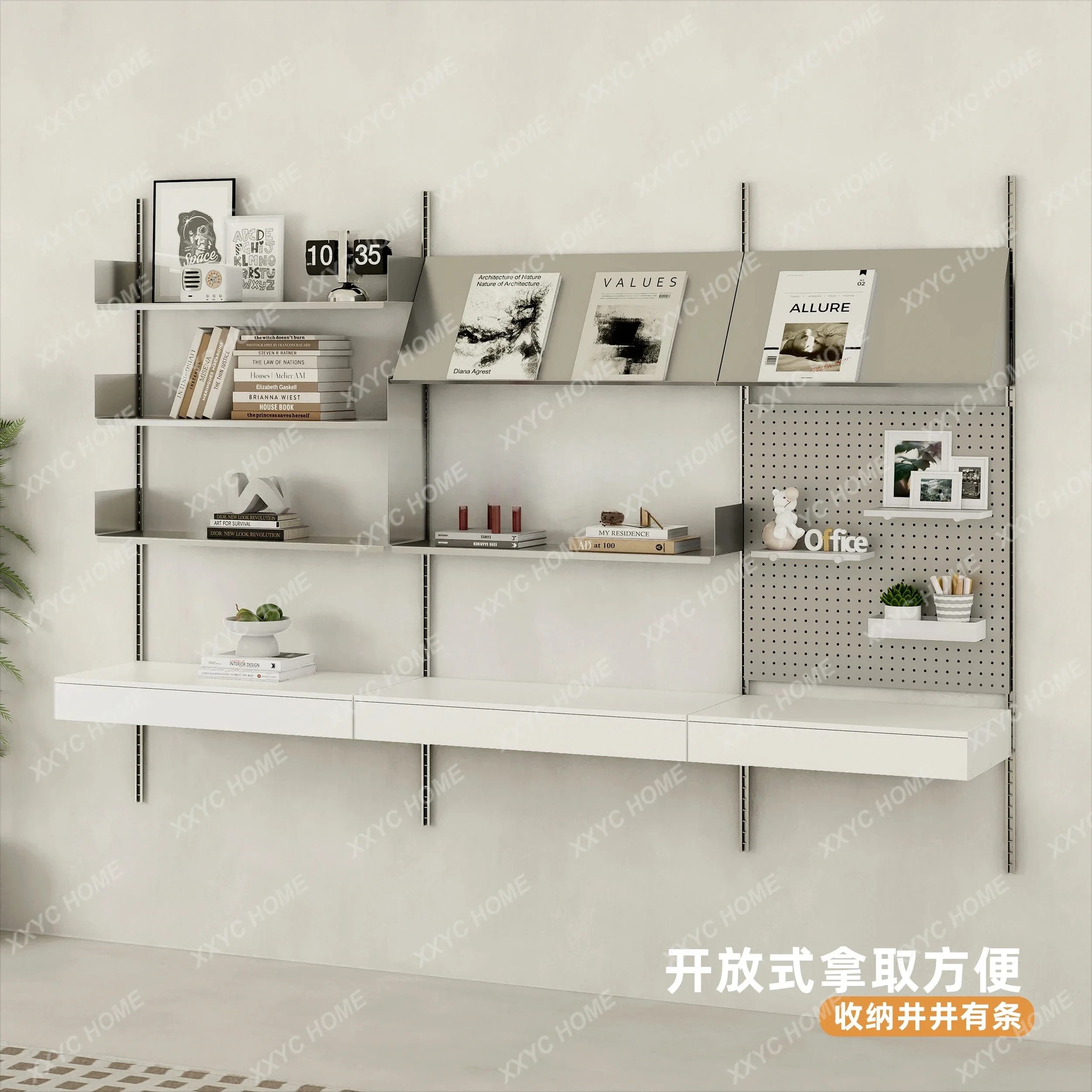 A  Wall Track Shelf Multi-layer Display Shelf Living Room Office Wall Hanging Multifunctional Storage Shelf