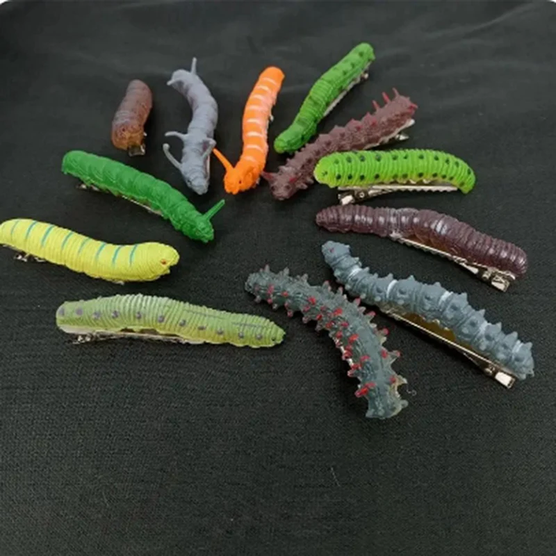 Scary Artificial Caterpillars Props Halloween Scary Caterpillars Hairpin Prank Prank Tool Handmade Decoration