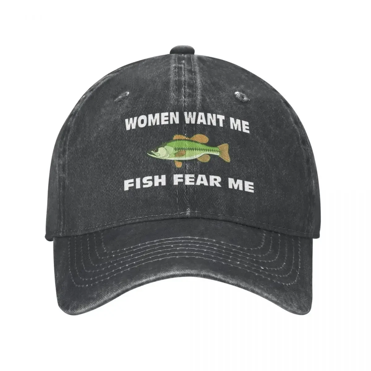 Green Fish Women Want Me Fish Fear Me Four Seasons Denim Washed Baseball Cap For Women Sport Womens Snapback Caps Rock Dad Hats