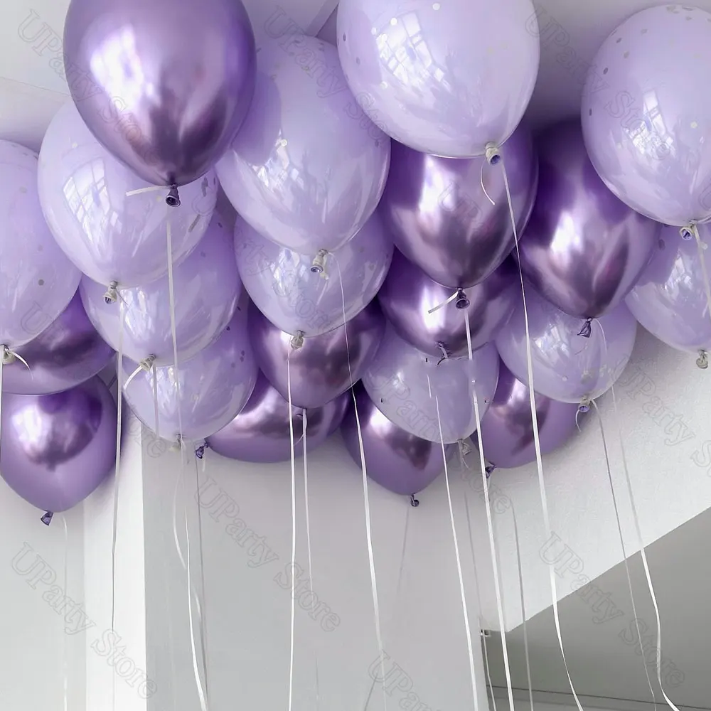 30/60Pcs Purple Balloons 10Inch Lotus Pastel Metal Purple Latex Balloons for Birthday Wedding Baby Shower Party Decoration Favor