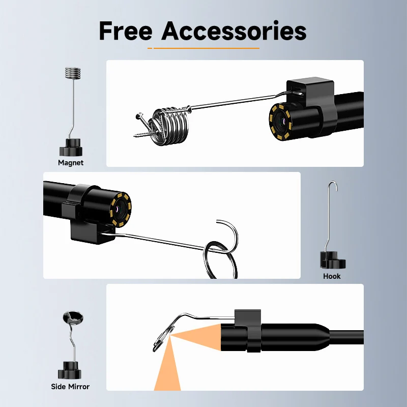 4.3 นิ้วIPSอุตสาหกรรมEndoscope 2-100Mสายแข็งเปลี่ยนได้แยกออกแบบ 8 มม.HD 1080P Borescopeกันน้ํา 2600MAh