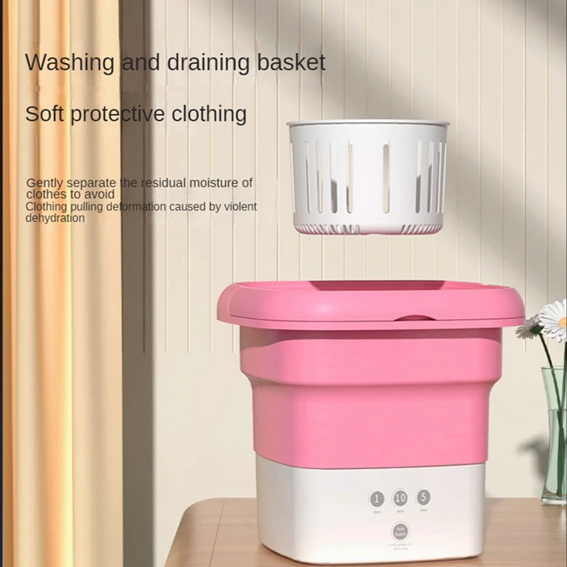 

Portable Washing Machine Mini Washer Cleaning Blue Light Half Automatic Washt Socks For Apartment Travelling