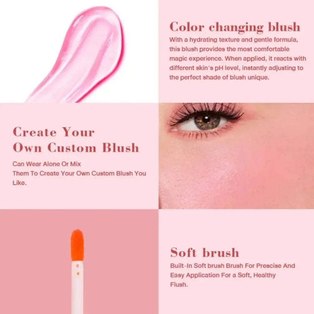 Rubor de aceite para mejillas que cambia de Color PH, hidratante vegano personalizado de marca privada, colorete de larga duración, tinte para mejillas, maquillaje al por mayor