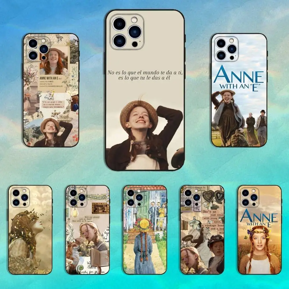 

A-Annes With An E Phone Case For iPhone 16,15,14,13,12,11 Plus,Pro Max,XS,X,XR,SE,Mini,8,7,Soft Silicone Black Cover
