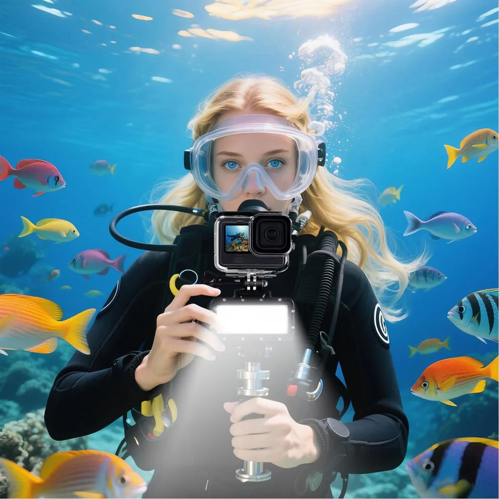 

ABKI-Diving Under Water Light Waterproof High Power Dimmable Underwater Light For Gopro Max Hero Series Video Light